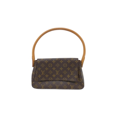 中古LV路易威登通用B级9新Mini Looping名媛包老花单肩包高级正品
