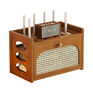 wifi路由器遮丑神器放置架免打孔电视下方机顶盒置物架子收纳神器