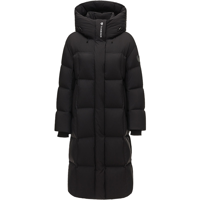 坦博尔25冬季新款云朵泡芙羽绒服女装长款过膝连帽加厚面包服外套