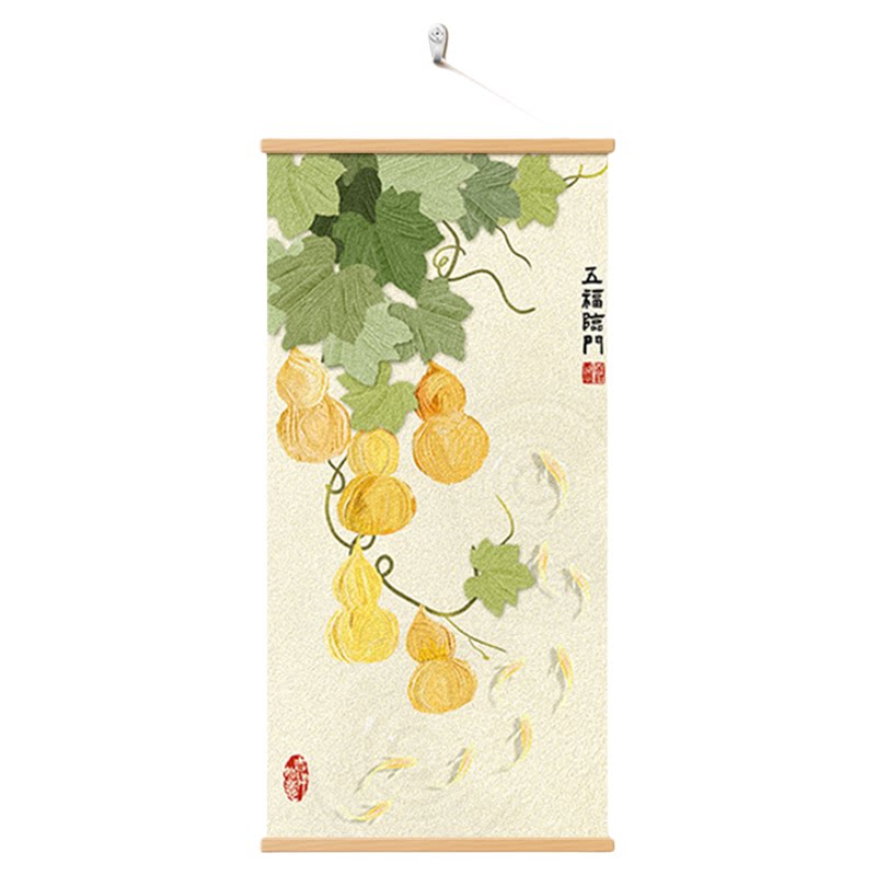 五福葫芦入户玄关装饰画新中式