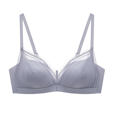 兰卓丽内衣女舒适无钢圈上薄下厚三角杯小胸不易空杯性感蕾丝文胸