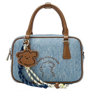 卓诗尼潦草小狗联名小众复古保龄球包女2025秋冬新款大容量单肩包