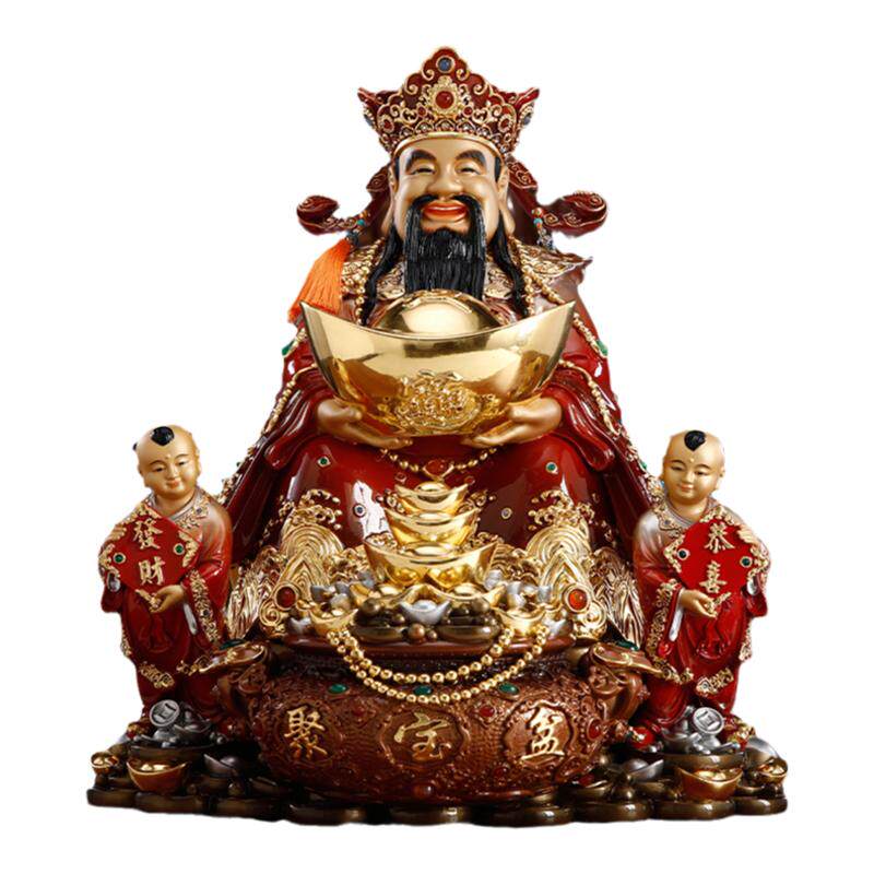 台湾全铜彩绘财神爷摆件店铺招财