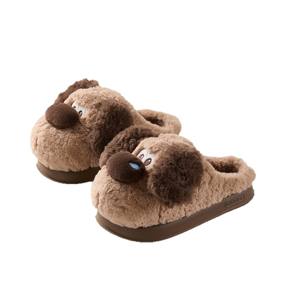 可爱小狗毛毛拖鞋女冬季居家加绒