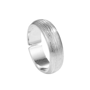 永兴银楼足银999拉丝纹戒指手工时尚男女情侣款戒指开口纯银指环