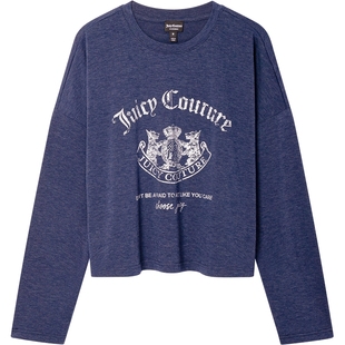 Juicy Couture橘滋T恤女2026年春季新款宽松印花落肩长袖休闲上衣