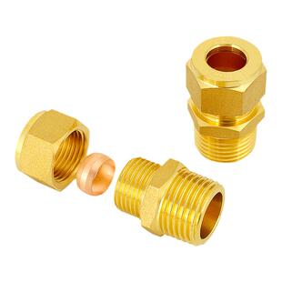 铜管外丝卡套接头加湿器卡套式直接直通终端1分2分3分4分8mm10 12