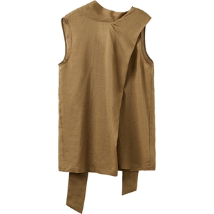 播商场同款无袖花式苎麻衬衫女夏季新款法式漂亮小衫BDS7HD4500