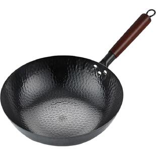 正品章丘炒菜锅铁锅老式家用铁锅平底锅不粘锅电磁炉燃气灶专用
