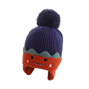 宝宝帽子围巾套装婴幼儿童秋冬季男童卡通毛线针织护耳帽女童冬天