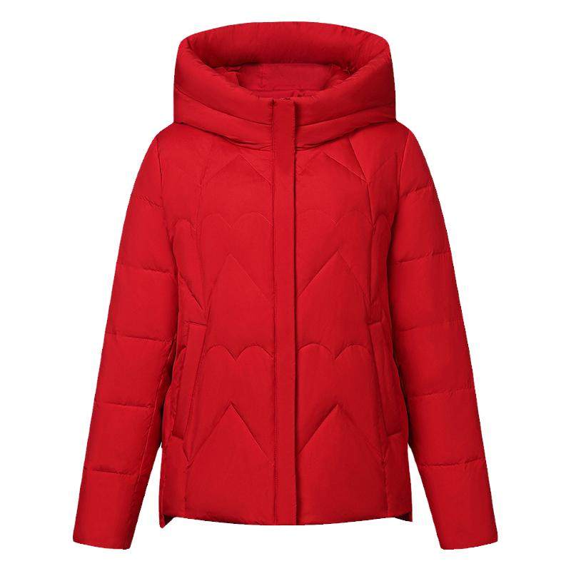 雪中飞羽绒服女短款2025新款品牌小个子冬季连帽加厚保暖大码外套