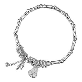 吴越老银铺足银9999素卿禄手链纯银竹节手链时尚百搭银手链手串