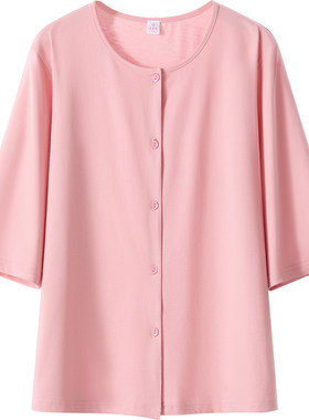 春夏妈妈中袖纯棉开衫家居服