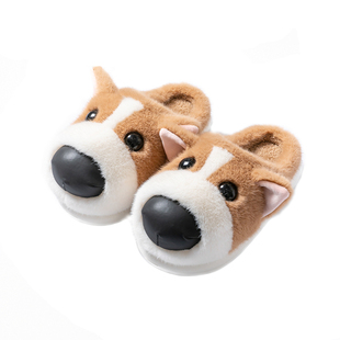 amazelulu柯基棉拖鞋冬外穿厚底防滑月子鞋居家室内保暖毛绒拖鞋