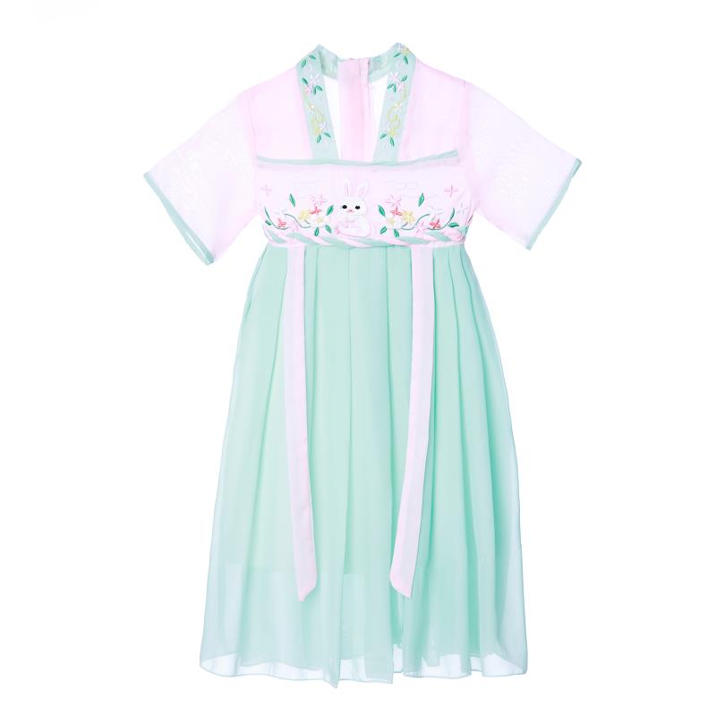 女童汉服夏季2025新款唐装连衣裙
