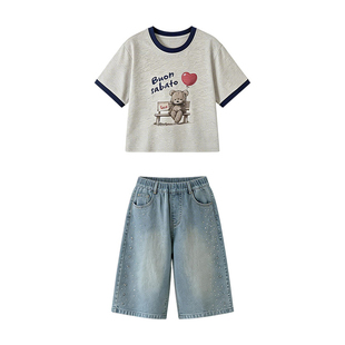 女童夏季套装夏装儿童2026新款夏天女孩洋气大童韩版时尚短袖短裤