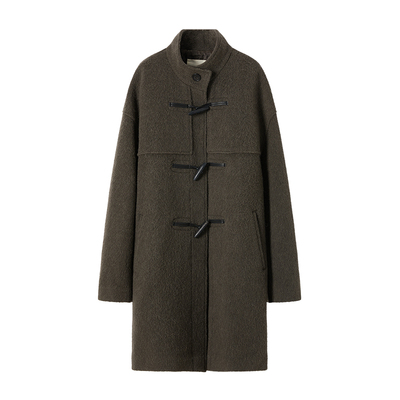 [博主同款]CROWNLESS 25冬新品羊驼羊毛呢复古牛角扣廓形立领大衣