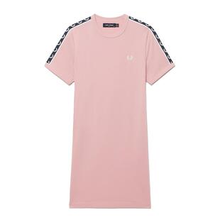 FRED PERRY连衣裙女夏季新款休闲圆领短袖串标麦穗刺绣裙子D4155