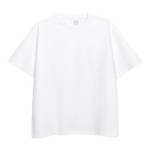 MRA男装重磅300G白色正肩T恤纯色纯棉半袖高克重短袖打底衫男夏