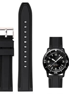 适用宝珀Swatch表带斯沃琪联名Blancpain粉色湖蓝风暴洋双色硅胶