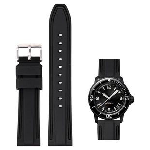 适用宝珀Swatch表带斯沃琪联名Blancpain粉色湖蓝风暴洋双色硅胶