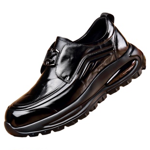男鞋2025新款真皮商务正装休闲皮鞋男士气垫增高5CM英伦厚底单鞋