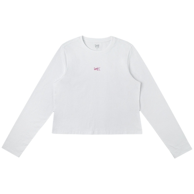 Lee25秋冬新品标准版圆领箔印Logo设计白色女长袖T恤LWT0108753RX