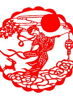 中秋玉兔剪纸幼儿园手工成品刻纸
