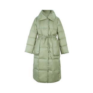 金台绣羽绒服优雅收腰蓬松鸭绒简约抽褶系带保暖外套冬ECD5J286