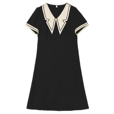 温柔风减龄短袖中裙连衣裙