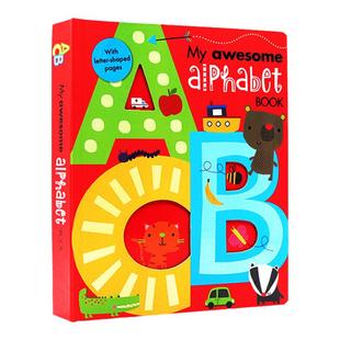 进口正版 My Awesome Alphabet Book 英文原版绘本 幼儿童26个字母单词启蒙镂空异形纸板书3D立体字母认知英语启蒙书数字书同款