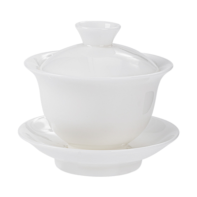 苏田窑冰种玉瓷盖碗大撇口不烫手