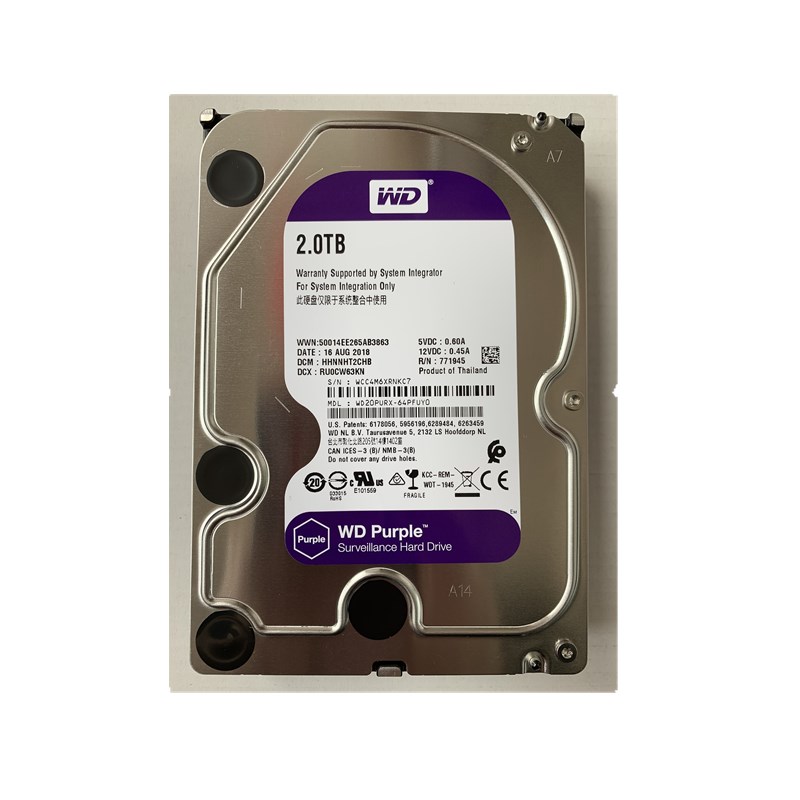 海康 大华监控专用WD/西部数据 WD20PURX/EJRX 2T 硬盘 紫盘联保