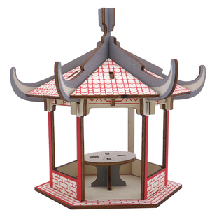 纳凉亭立体拼图摆件玩具 儿童益智diy拼装积木建筑立体拼图3d玩具