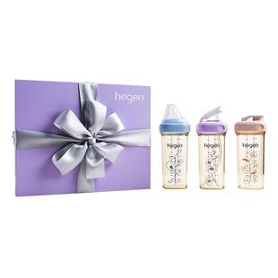 hegen海格恩多功能奶瓶宝宝水杯学饮杯亲子花卉成长礼盒喝水杯