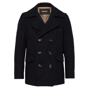 DSQUARED2/D2次方 男士简约双排扣大衣外套