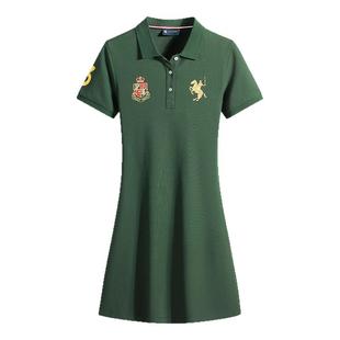保罗彼得夏季女修身显瘦翻领收腰a字连衣裙新款百搭POLO裙TR31037