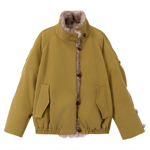 司童 蔓绿绒毛毛领羽绒服90白鸭绒派克服冬季新款短款保暖外套女