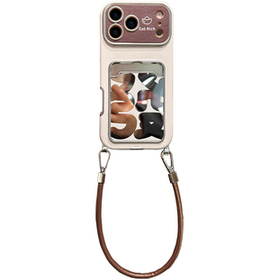 lizardhill 超好看镜面发字适用苹果17promax手机壳新款16pro女iphone15斜挎可背带挂绳14pro简约超好看软套