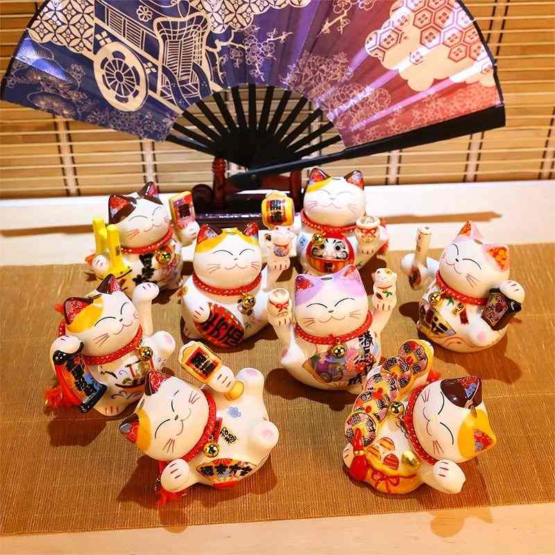 吉猫堂 招财猫小摆件 4寸迷你号创意陶瓷储蓄罐家居店铺开业礼品