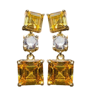 日落大道/大气绝美阿斯切黄晶双主石耳环耳饰 无耳洞耳夹Monet