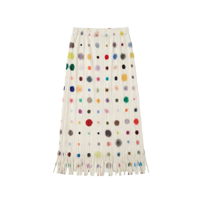 LANVIVIER 艺术家系列 水彩晕染波点流速下摆褶皱弹力高腰半身裙