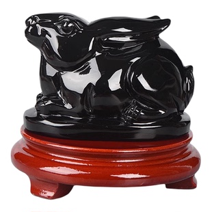 正品墨西哥黑曜石生肖摆件属相鼠牛虎兔龙蛇马羊猴鸡狗猪家居饰品