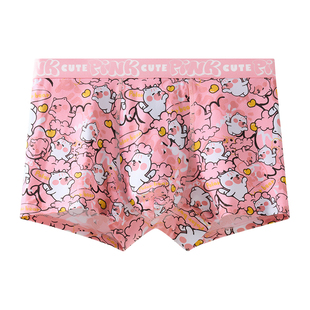 都市丽人男士内裤纯棉抗菌2026新款男生卡通印花猛男粉色四角短裤
