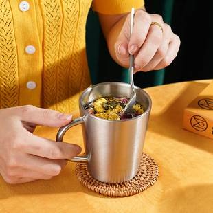 304不锈钢水杯新款 马克杯办公室杯激光带咖啡杯冷饮防log摔把手杯