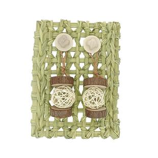 UMI天然手编兔子草垫可食用磨牙玩具兔子龙猫豚鼠鸟悬挂玩具