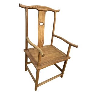 老榆木中式茶椅子茶桌主人椅高端餐椅纯实木太师椅交椅复古风圈椅