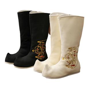 青年皂靴男秋季全棉帆布汉服靴子原创宋明制女汉鞋内增高古装套筒