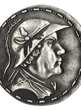 古希腊饰品硬币项链镀银人像吊坠