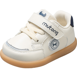 牧童学步鞋秋季女童婴幼儿软底周岁宝宝学步机能鞋子男童鞋小白鞋